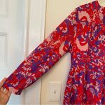 RO’S GARDEN Tyler Abstract Print Cotton Mini Shirt Dress Red/Purple Sz Large Red Photo 6