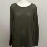 Michael Kors Sweater Tunic Open Knit Lightweight High Low Round Neck Olive Green Photo 0