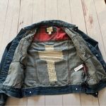 Forever 21 XXI Premium denim Gothic Distressed Studded Denim Jacket Sz S Skater Photo 5