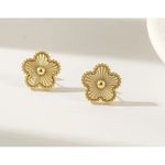 Boutique NEW Floral Etched Stud Earrings PVD Gold Plated 316L Statement Jewelry, 14.7 Photo 4