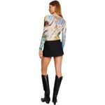 Miaou Baroque‎ Mesh Top Colorful Sheer Long Sleeve Shirt Y2K Retro Size XS Blue Photo 1