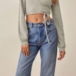 Reformation NWT  Remus Cashmere Light Grey Wrap Crop Ribbed Sweater xl Photo 5