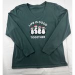 Life is Good Women's Size XL Holiday T Shirt Long Sleeve Green Top Christmas Photo 0