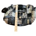 Sophia Caperelli Patchwork Satchel Top Handle Bag purse Print Black Beige Hobo Photo 6