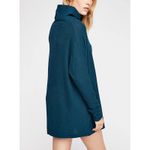 Free People Kitty Thermal Oversized Waffle Knit Cowl Neck Tunic Teal Medium Photo 1