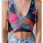 Urban Outfitters NWOT TANK CROP SURFER MIAMI LOCATION SZ M BLACK PINK BLUE Photo 0