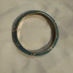 Turquoise Turtle Gold Tone Blue Enamel Bangle Bracelet Clamper Hinge Stackable Photo 1
