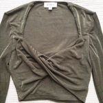 Mabel Sage Slinky Long Sleeve Front Twist Crop Top Photo 1