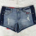 Celebrity Pink Colorblock Blue Denim Mini Jean Shorts NWT 3/26 Photo 6