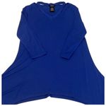 Premise  royal blue size small 3/4 sleeve shark bite hem neck cutouts worn 1x EUC Photo 3