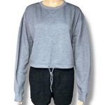 Tek Gear Womens Crop Top Athletic Sweatshirt Pullover Drawstring Hem Gray Medium Photo 0