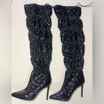 Black Patent Leather puffer knee high boots size 9M Photo 1