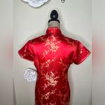 NTM: Vintage Golden Dragon Silk Red & Gold Floral Cheongsam Quito Dress Sz L Photo 11