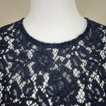 J.CREW Lace Blouse Top Womens 4 Navy Blue‎ Floral Long Sleeve Crew Party Holiday Blue Photo 8