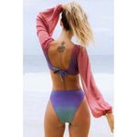 Cupshe Swimsuit Womens XL Beachy Ombre Long Sleeve Cutout One Piece Purple NWT Photo 2