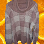 Olive & Oak  Pink and White Check Cowl Neck‎ Sweater Size Large Photo 0