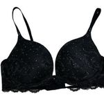 Victoria's Secret  34C Biofit Push up Bra Black Lace Sparkly Embellished Bling Photo 0