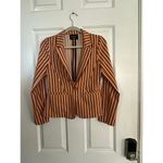Active USA  Women's Brown & White Stripes Long Sleeve Mustard Blazer Size Small Photo 2