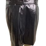 Karl Lagerfeld  Black Faux Leather Belted Mini Skirt Black SZ-12 New With Tags Photo 4