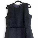 Ann Taylor Wool Blend Dress Sz 8 Gray Wrap Skirt with Fringe Classic Career Work Photo 3