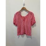 J.Crew Pink Linen Blend Puff Sleeve Tie Neck Blouse Top Size 4 Photo 1