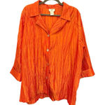 Kathleen Sommers Orange Crinkled Satin Blouse Resortwear Vacation Evening 1X Photo 0