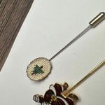 Enamel Santa Claus & Embroidered Christmas Tree Lapel Stick Pin Lot Of 2 Photo 7