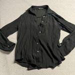 ZARA  women’s Black Button-Up Shirt with lace cami size small resort casual EUC Photo 0