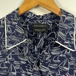 Foxcroft Dress Women 10 Blue Sailboat Novelty Wrinkle Free Coastal Nautical Prep Photo 4