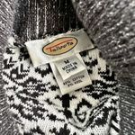 Talbots  | Black White Cotton Wool Turtle Neck Long Sleeve Sweater | Medium Photo 5