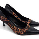 Nine West Leopard Heels Pointed Cap Toe Stiletto Patent Leather Size 8.5 Photo 0