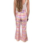 True Vintage 60s 70s Seersucker Plaid High Waisted Wide Leg Bellbottom Pants Pink Size XS Photo 3