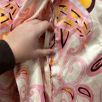 Julie Brown  NYC Womens Blouse Small Funky Hippie Disco Bow Tie Flare Pink Orange Photo 6