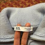 ZARA  100% COTTON BABY BLUE KNIT CROPPED HALF ZIP SWEATER Photo 2