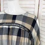 Maeve  Anthropologie Oversized Plaid Kimono Tunic Dress Tie WaistTan Black Small Photo 6
