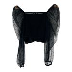 Blashe Crop Top Womens M Black Polka Dot Mesh Puff Sleeve Coquette Whimsigoth Size M Photo 3