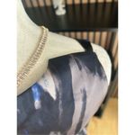 Tahari  blue lined blouse top with leather accent size small classy office wear Photo 3