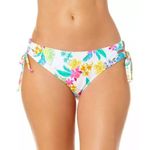 Salt + Cove Juniors' Retro Hibiscus Lace Up Bikini Bottom White Colorful L Size undefined Photo 2