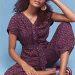 Anthropologie Maeve Geoscope Purple Print Small‎ Short Sleeve Romper Jumpsuit XS Photo 0