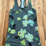 Athleta XXS Racerback Tank Top Green Floral Print Activewear Yoga Gym Photo 0