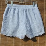 Solitaire Light Blue Eyelet Cotton Lined Elastic Waist Shorts S Photo 3