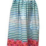 Anthropologie MANISH ARORA Seraphina Striped Midi Skirt Satin Teal Blue NWT 0 Photo 1