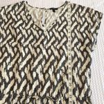 J.Crew Cap Sleeve V-Neck Linen Ikat Shorts Romper Size M Black White Photo 14