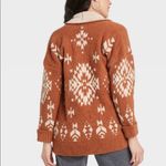 Knox Rose  Geometric Print Open Front Cardigan in Brown Photo 1