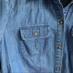 Charter Club  Denim Chambray Button Front Collared Top Front Pockets Blue 8 Photo 4