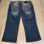 Miss Me  signature capri crop cropped denim Women's Blue Embellished Jeans Photo 5