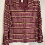 Coldwater Creek  Top Blouse Womens L Maroon Embroidered Sequin Classic Shacket Photo 0