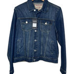 True Religion Womens Trucker Jacket Jesse SN Large Dreamy Wash Denim NWT Photo 0