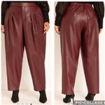 Eloquii  Pleat Detail Faux Leather Ankle Pants‎ Ox Blood Red 28 Photo 2