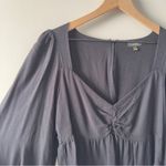 Revolve AFRM  Black Babydoll Top Long Sleeve Zip Up Zipper Sweetheart Neckline M Photo 5